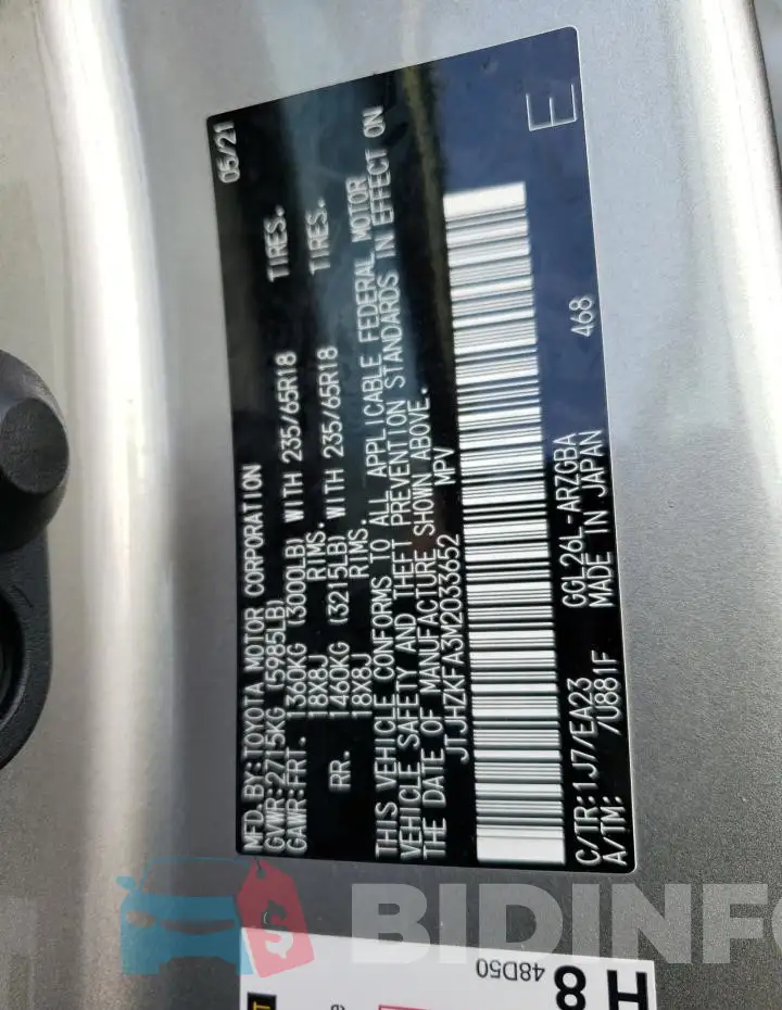 JTJHZKFA3M2033652 Photo# 13