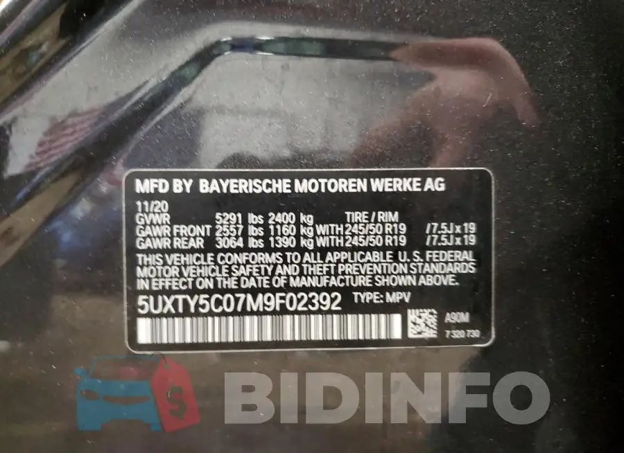 5UXTY5C07M9F02392 Photo# 12