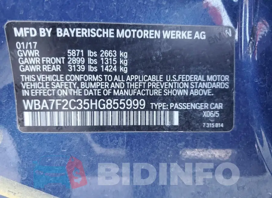 WBA7F2C35HG855999 Photo# 12