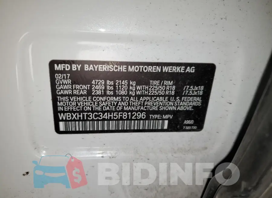 WBXHT3C34H5F81296 Photo# 12