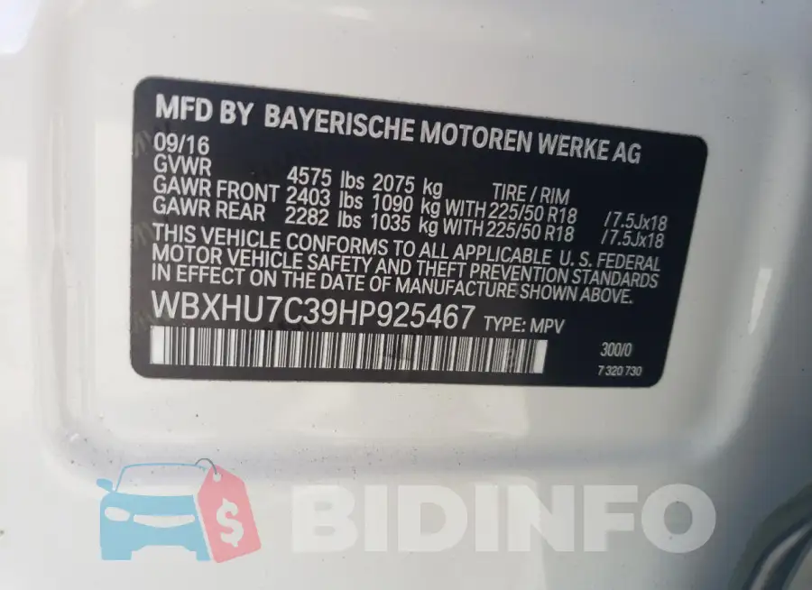 WBXHU7C39HP925467 Photo# 13