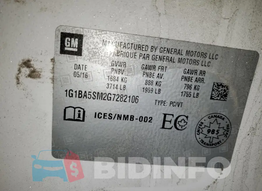 1G1BA5SM2G7282106 Photo# 13