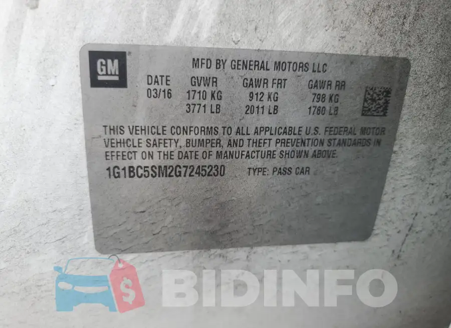 1G1BC5SM2G7245230 Photo# 12