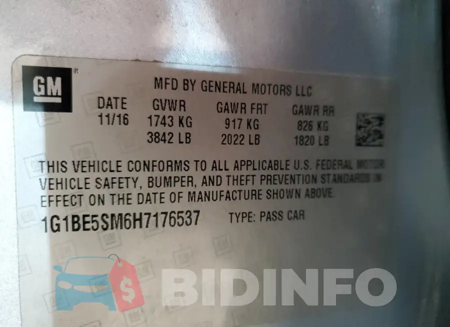 1G1BE5SM6H7176537 Photo# 12