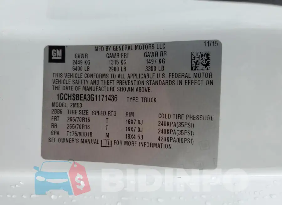1GCHSBEA3G1171436 Photo# 13