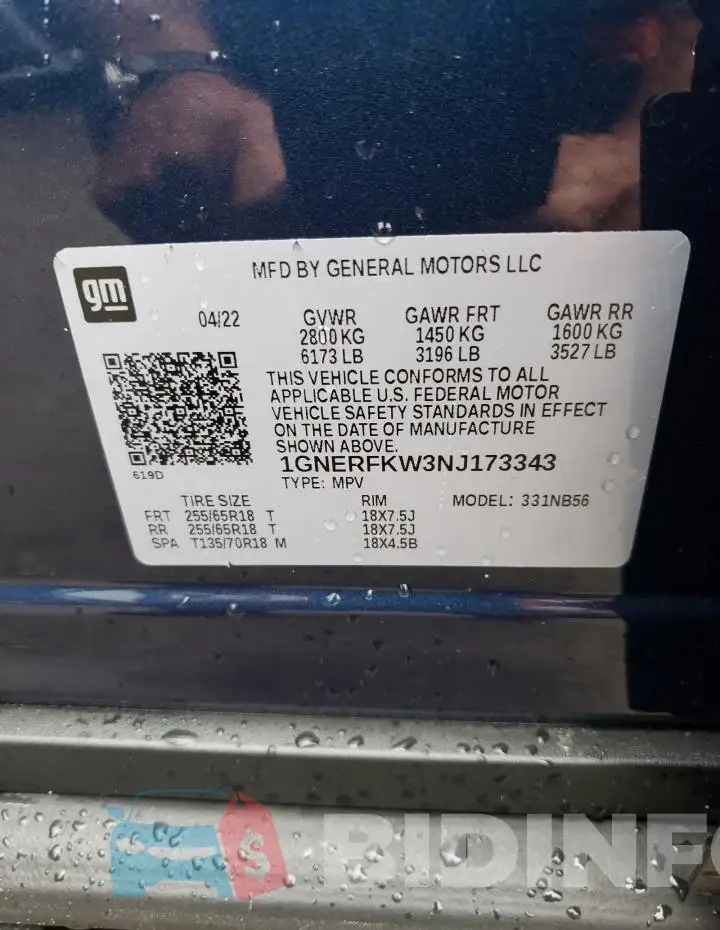 1GNERFKW3NJ173343 Photo# 14