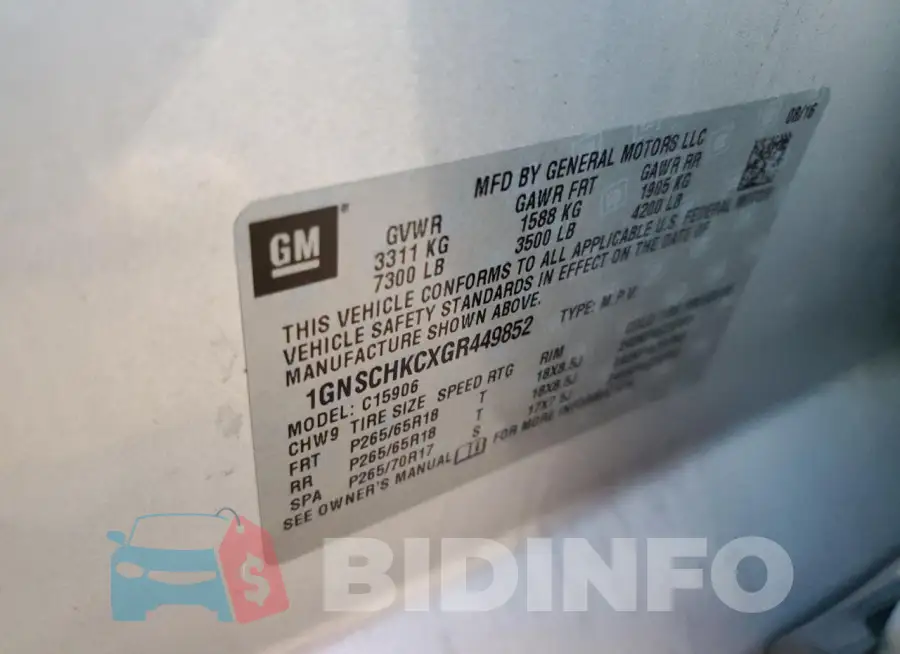1GNSCHKCXGR449852 Photo# 14