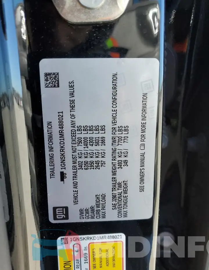 1GNSKRKD1MR488021 Photo# 13