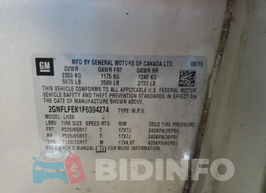 2GNFLFEK1F6394274 Photo# 13