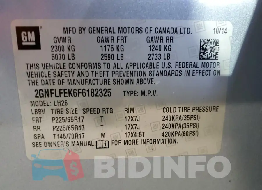 2GNFLFEK6F6182325 Photo# 13