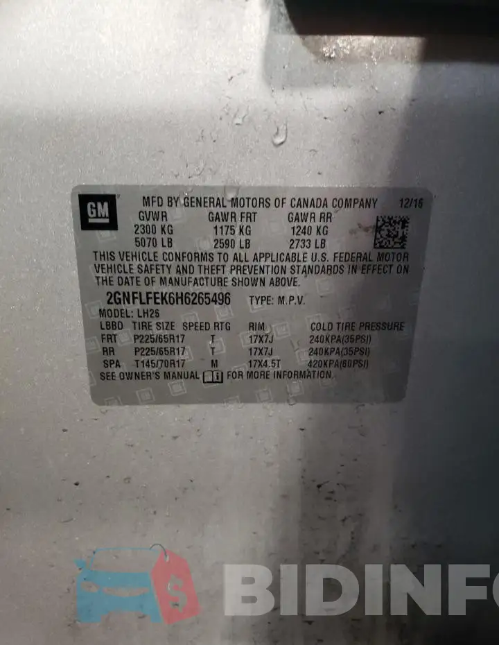 2GNFLFEK6H6265496 Photo# 13