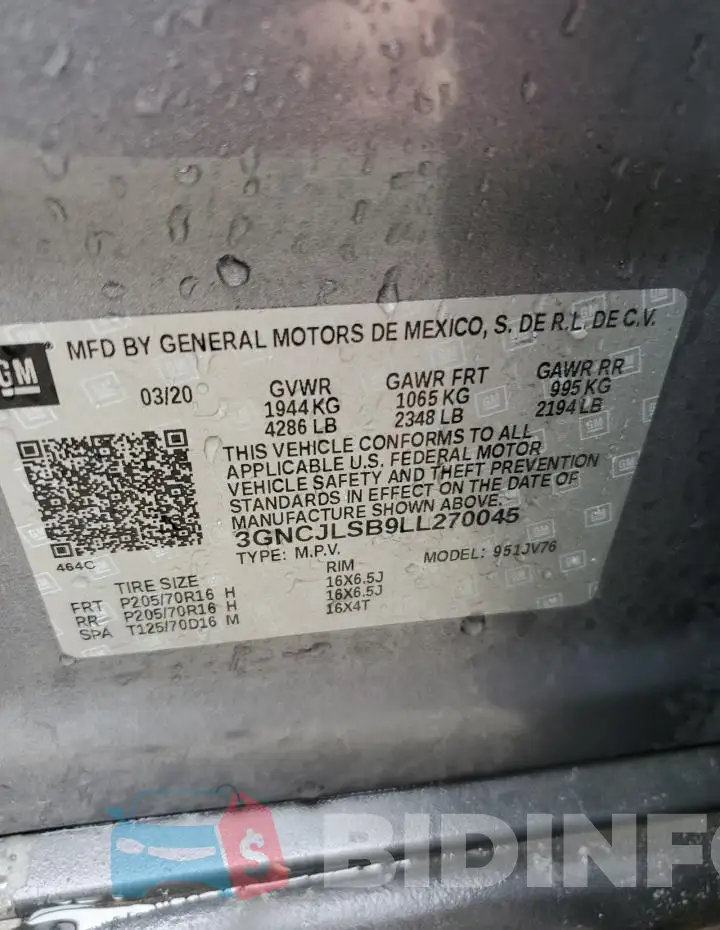 3GNCJLSB9LL270045 Photo# 12