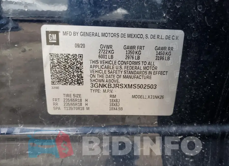 3GNKBJRSXMS502503 Photo# 13