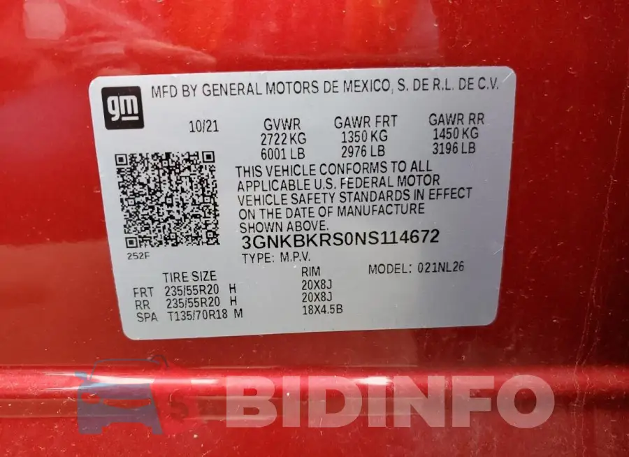 3GNKBKRS0NS114672 Photo# 13