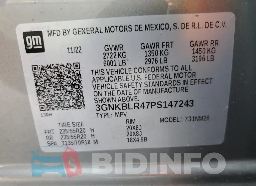 3GNKBLR47PS147243 Photo# 14