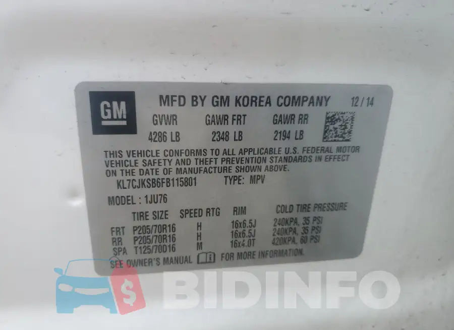 KL7CJKSB6FB115801 Photo# 12