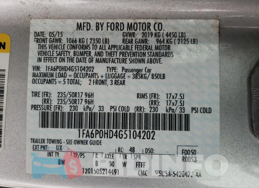 1FA6P0HD4G5104202 Photo# 12