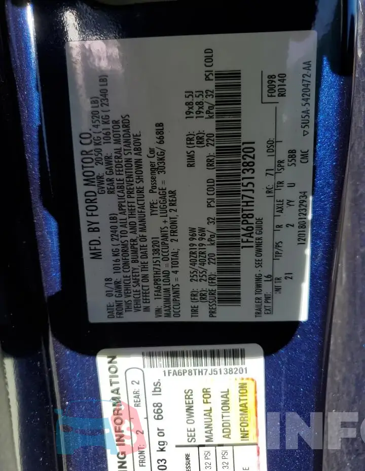 1FA6P8TH7J5138201 Photo# 12