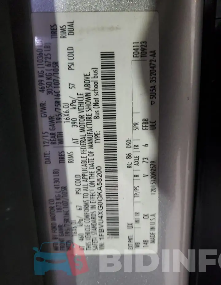1FBVU4XG0GKA58200 Photo# 13