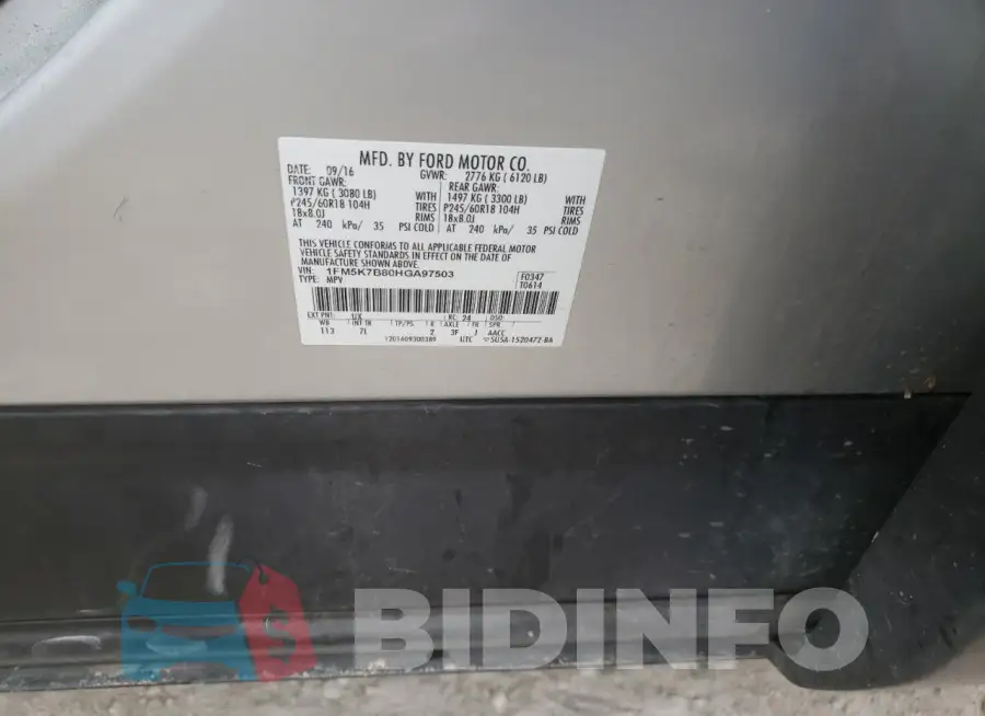 1FM5K7B80HGA97503 Photo# 10