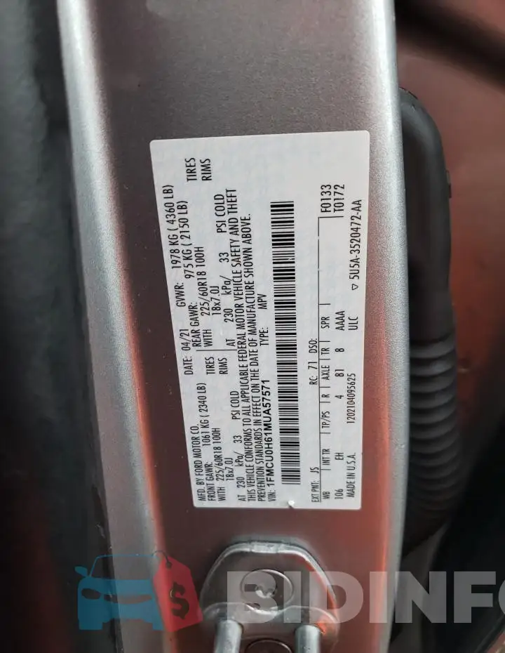 1FMCU0H61MUA57571 Photo# 13