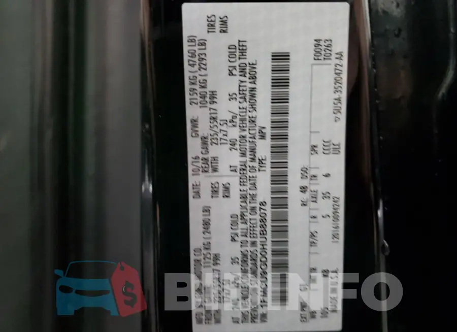 1FMCU9GD0HUB88078 Photo# 12