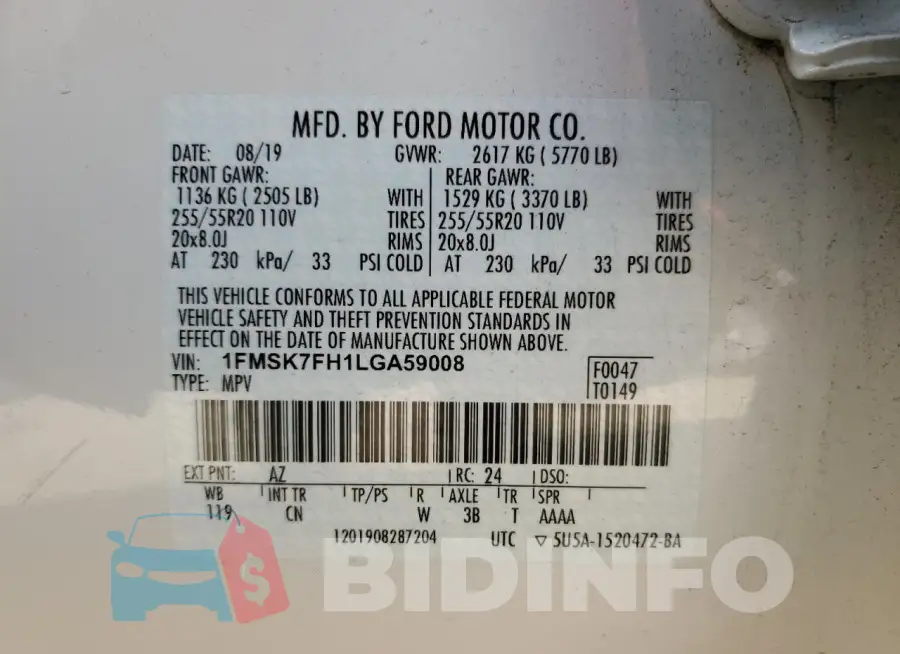 1FMSK7FH1LGA59008 Photo# 13