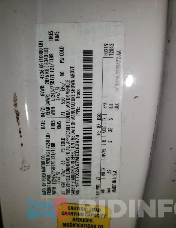 1FT7X2A67MED62974 Photo# 13