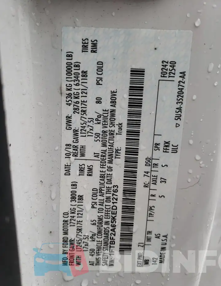 1FTBF2A65KED12763 Photo# 12