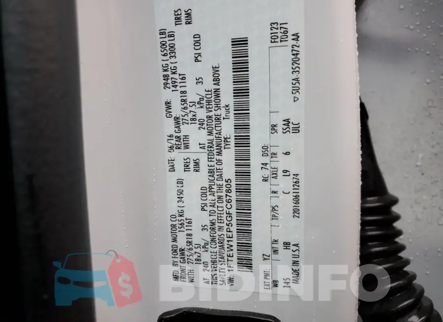 1FTEW1EP5GFC67805 Photo# 12