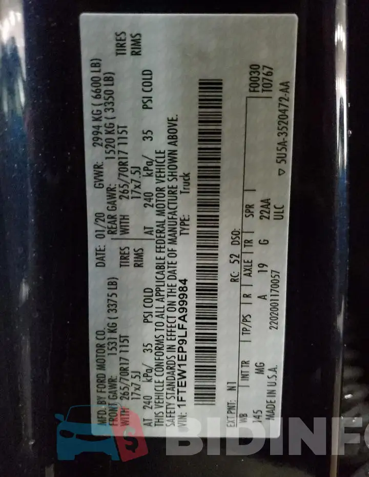 1FTEW1EP9LFA99984 Photo# 12