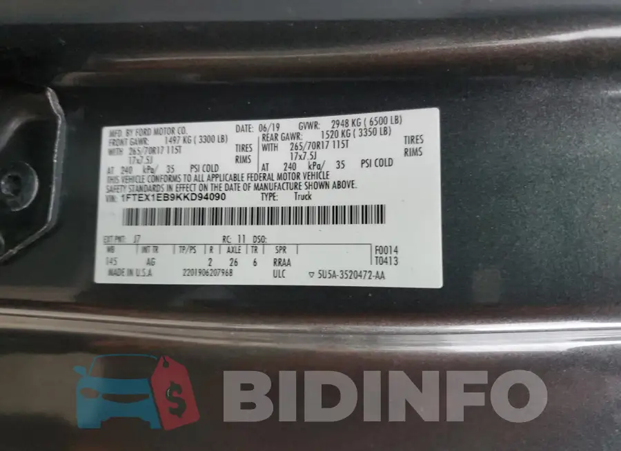 1FTEX1EB9KKD94090 Photo# 12