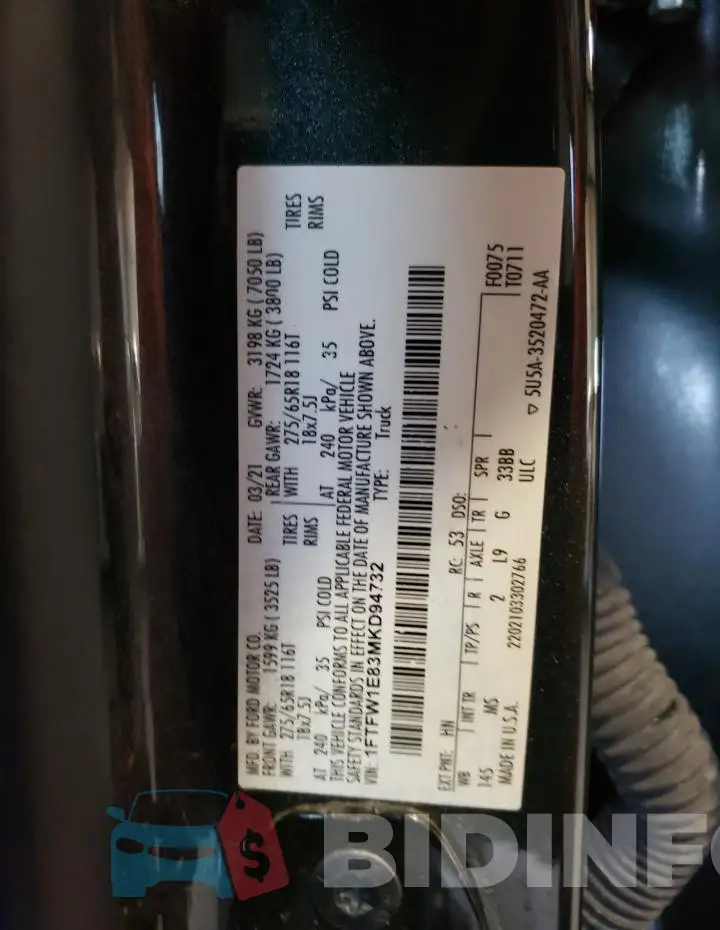 1FTFW1E83MKD94732 Photo# 12