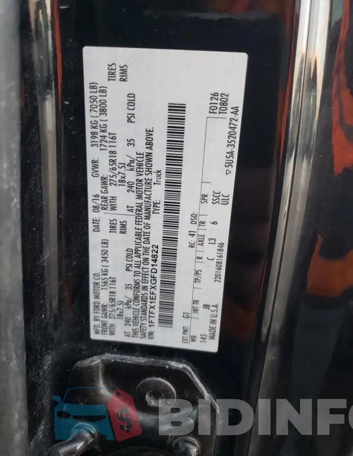 1FTFX1EFXGFD14822 Photo# 12