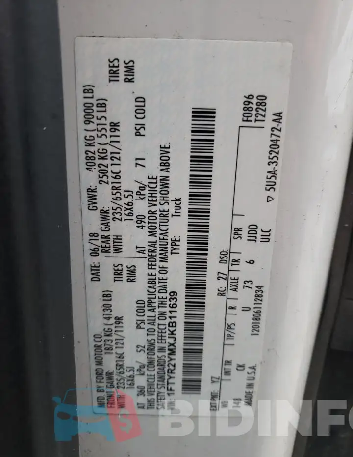 1FTYR2YMXJKB11639 Photo# 13