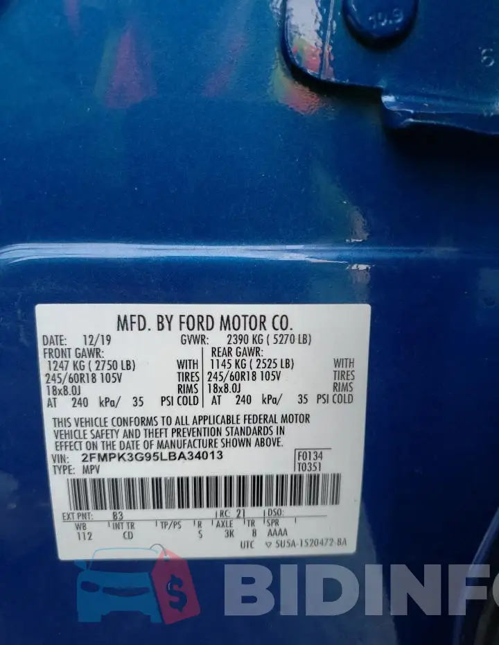 2FMPK3G95LBA34013 Photo# 14