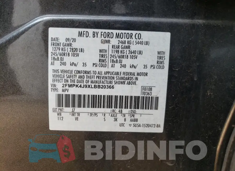2FMPK4J9XLBB20366 Photo# 13