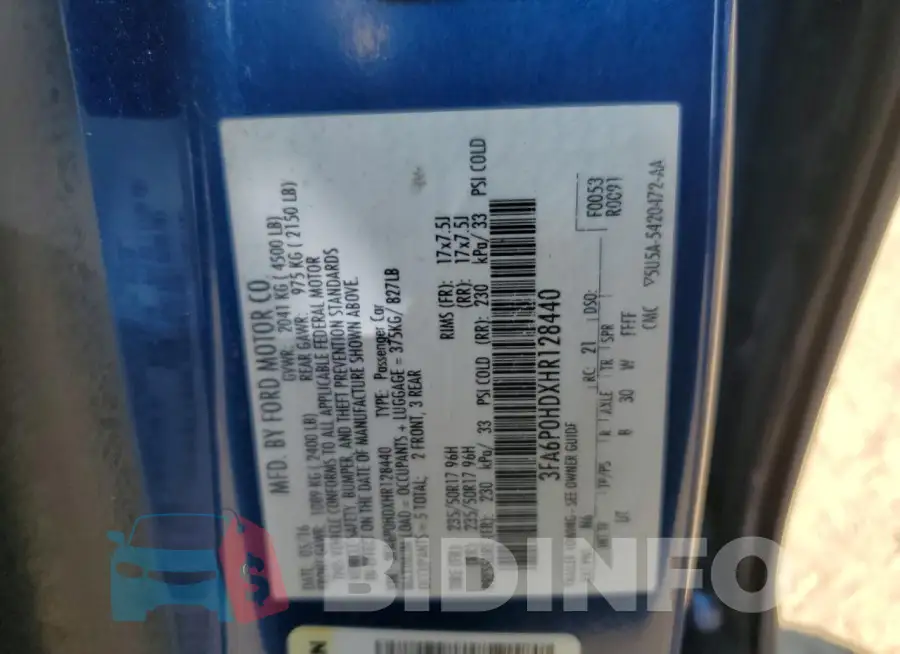 3FA6P0HDXHR128440 Photo# 12