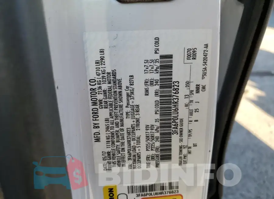 3FA6P0LU6HR376823 Photo# 12