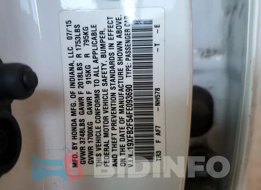19XFB2F54FE093690 Photo# 12