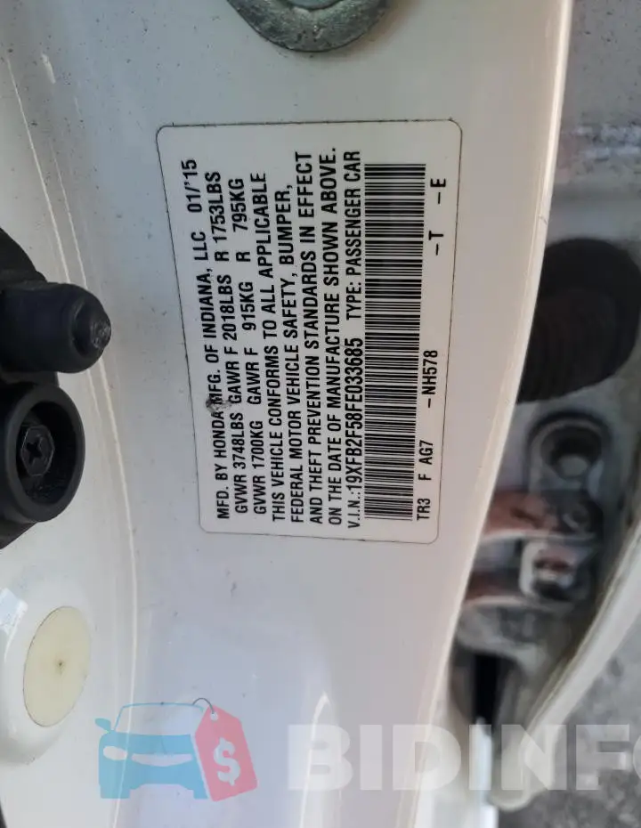 19XFB2F58FE033685 Photo# 12