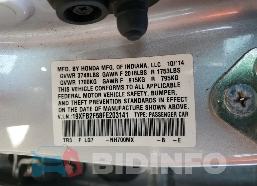 19XFB2F58FE203141 Photo# 12
