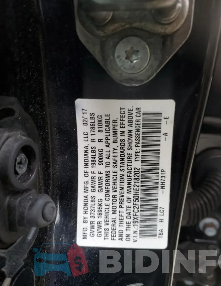 19XFC2F50HE218202 Photo# 12