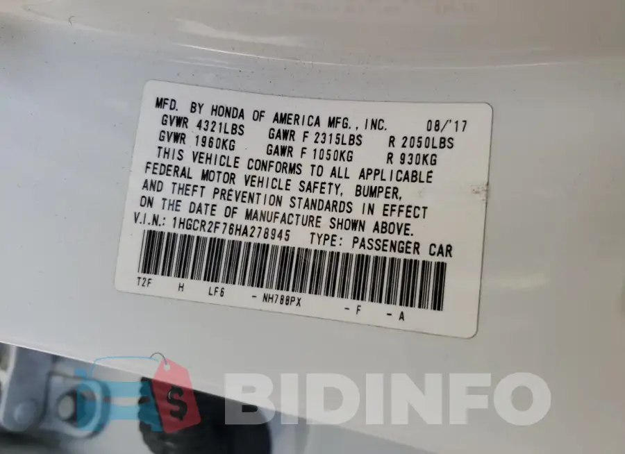 1HGCR2F76HA278945 Photo# 12