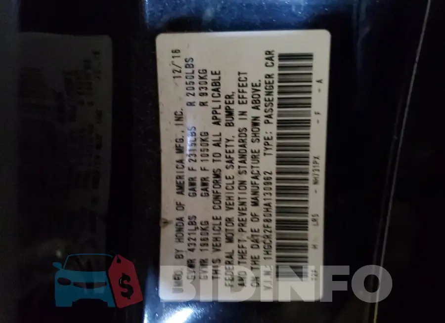 1HGCR2F80HA130962 Photo# 12