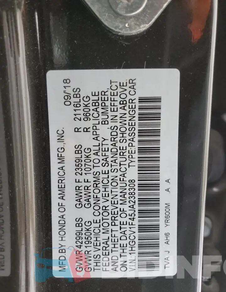 1HGCV1F45JA238308 Photo# 12