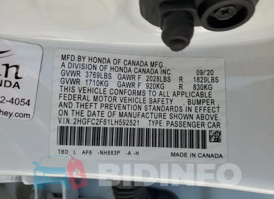 2HGFC2F61LH592521 Photo# 13
