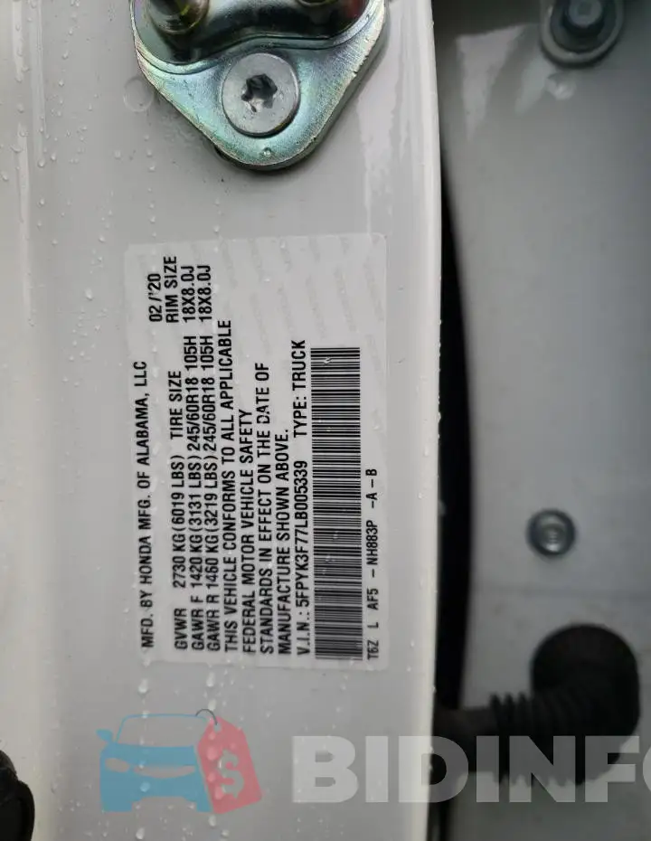 5FPYK3F77LB005339 Photo# 12