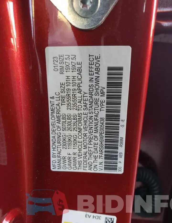 7FARS6H9XPE005438 Photo# 12