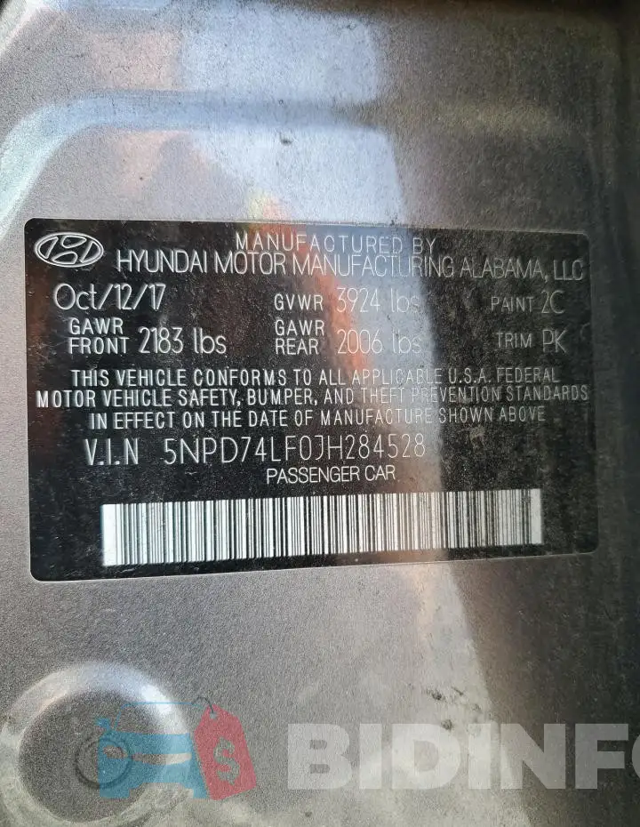 5NPD74LF0JH284528 Photo# 12
